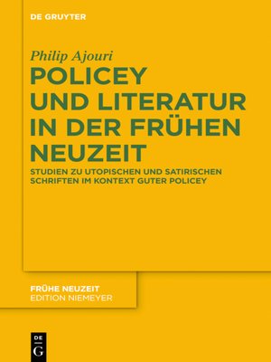 cover image of Policey und Literatur in der Frühen Neuzeit